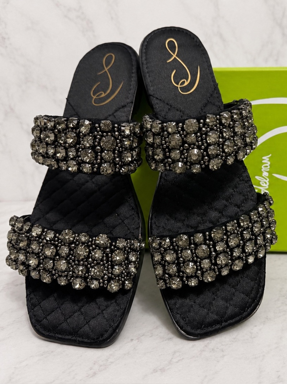 Sam Edelman Crystal Embellished Slide Sandals